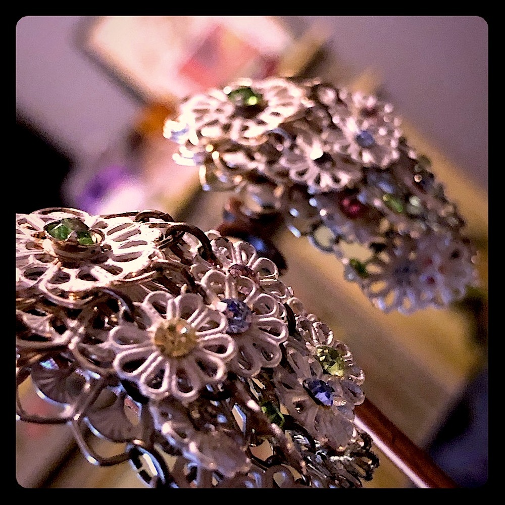 Vintage Colorful RS Enamel Flower Clip Earrings.